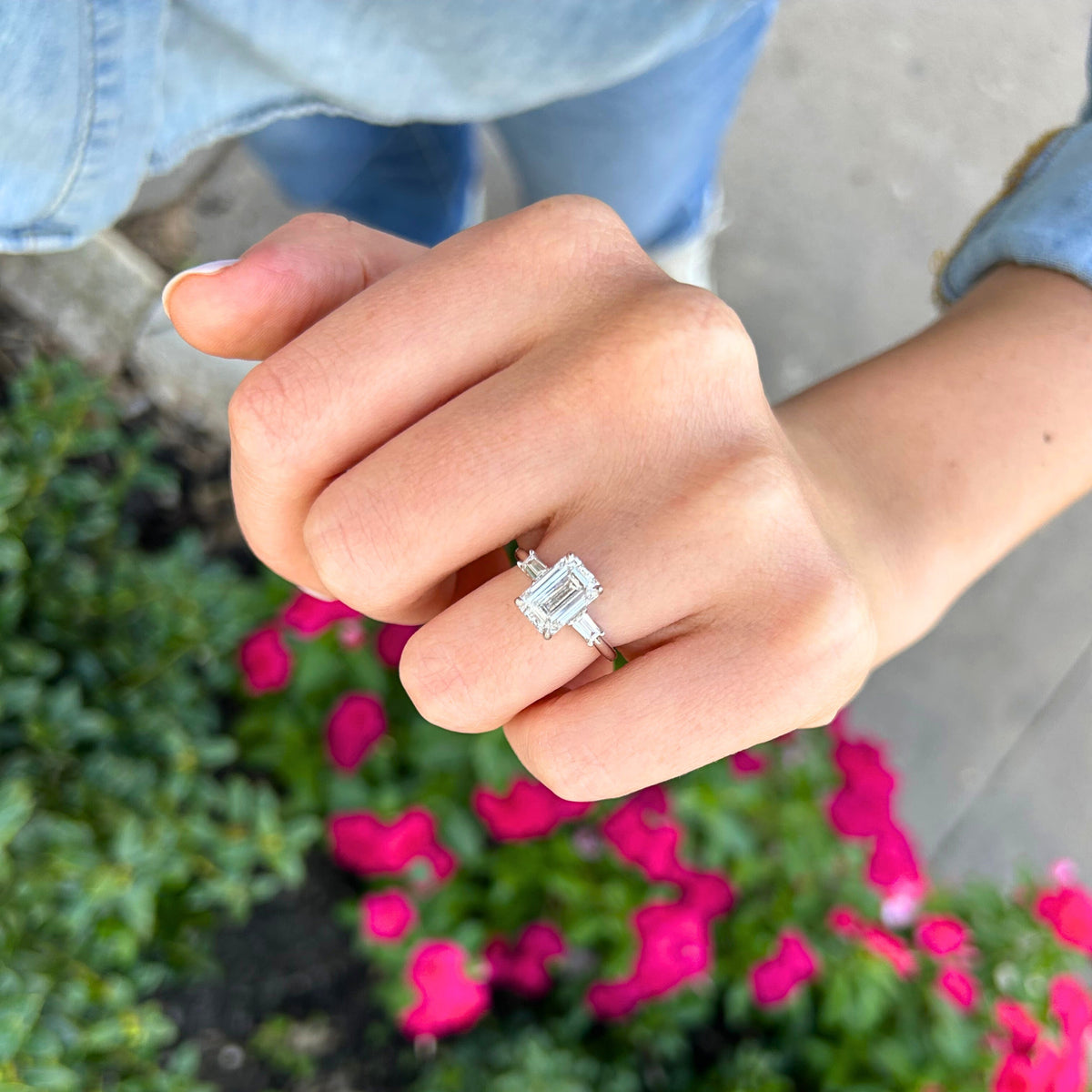 Emerald Cut with Tapered Baguette Cut Side Stones – Lindsey Leigh Jewelry