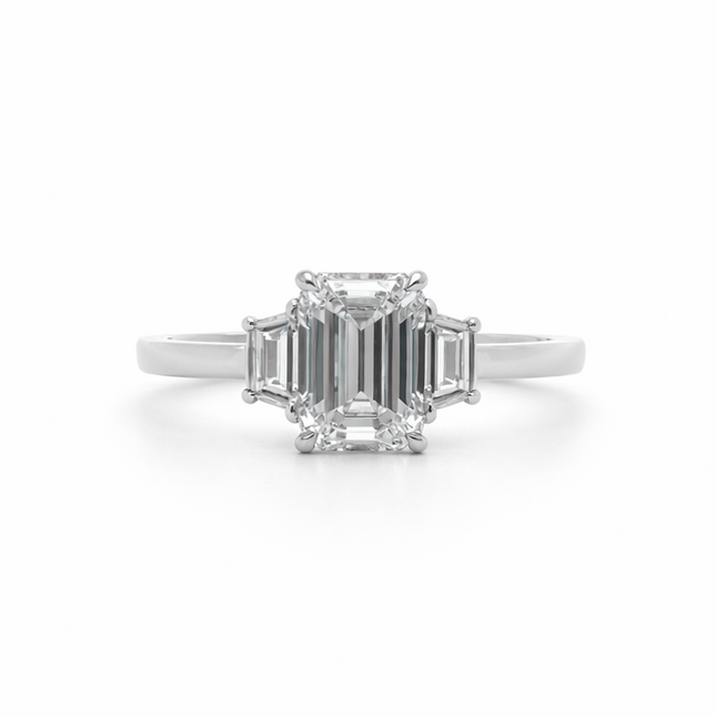 Emerald Cut with Trapezoid Cut Side Stones
