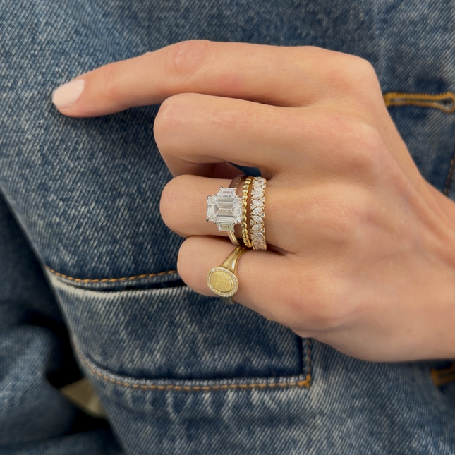 Emerald Cut with Trapezoid Cut Side Stones Lifestyle