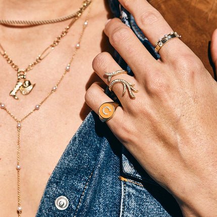 Enamel Horseshoe Signet Ring Lifestyle 1