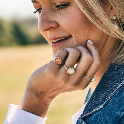 Enamel Horseshoe Signet Ring Lifestyle 2