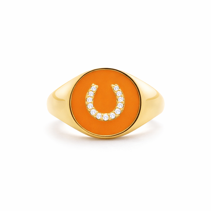 Enamel Horseshoe Signet Ring