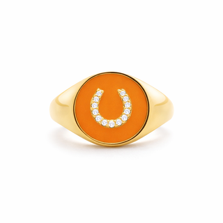 Enamel Horseshoe Signet Ring
