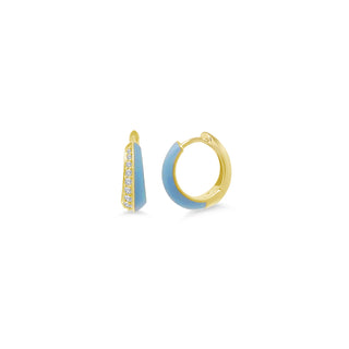 Enamel and Diamond Huggies Blue
