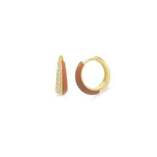 Enamel and Diamond Huggies Orange
