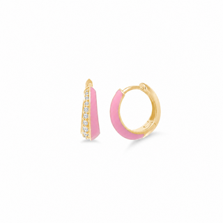 Enamel and Diamond Huggies
