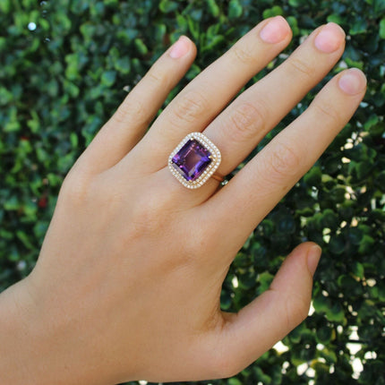The Gemstone and Diamond Halo Cocktail Ring