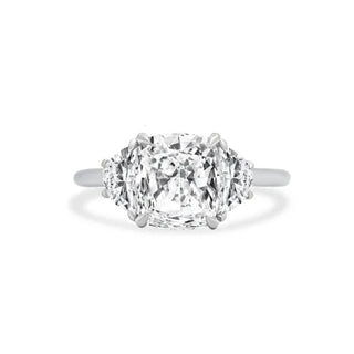 Cushion Cut with Half Moon Cut Side Stones
