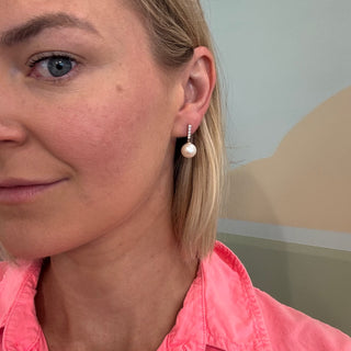 Diamond Bar & Pearl Dangle Earrings  Lindsey Leigh Jewelry.
