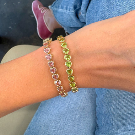 Gemstone Bezel Heart Bracelet 