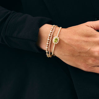 Gemstone & Diamond Milgrain Halo Bangle
