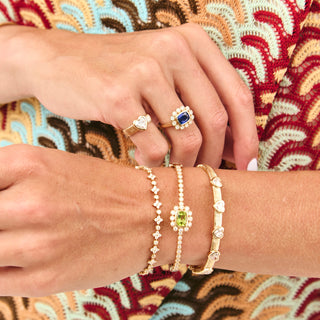 Gemstone & Diamond Milgrain Halo Bangle
