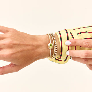 Gemstone & Diamond Milgrain Halo Bangle
