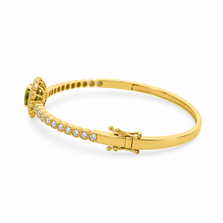 Gemstone & Diamond Milgrain Halo Bangle
