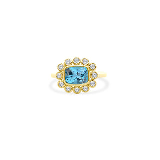 Gemstone & Diamond Milgrain Halo Ring 2
