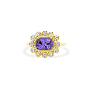 Gemstone & Diamond Milgrain Halo Ring 6
