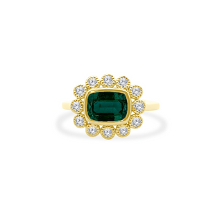 Gemstone & Diamond Milgrain Halo Ring
