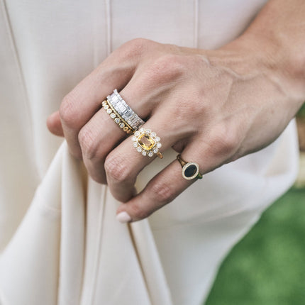 Gemstone & Diamond Milgrain Halo Ring Lifestyle 2