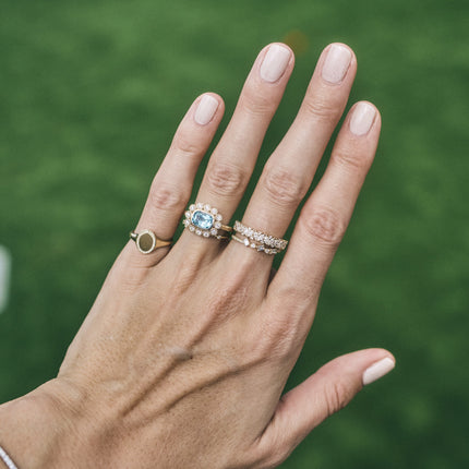 Gemstone & Diamond Milgrain Halo Ring Lifestyle 3