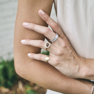 Gemstone & Diamond Milgrain Halo Ring Lifestyle 5
