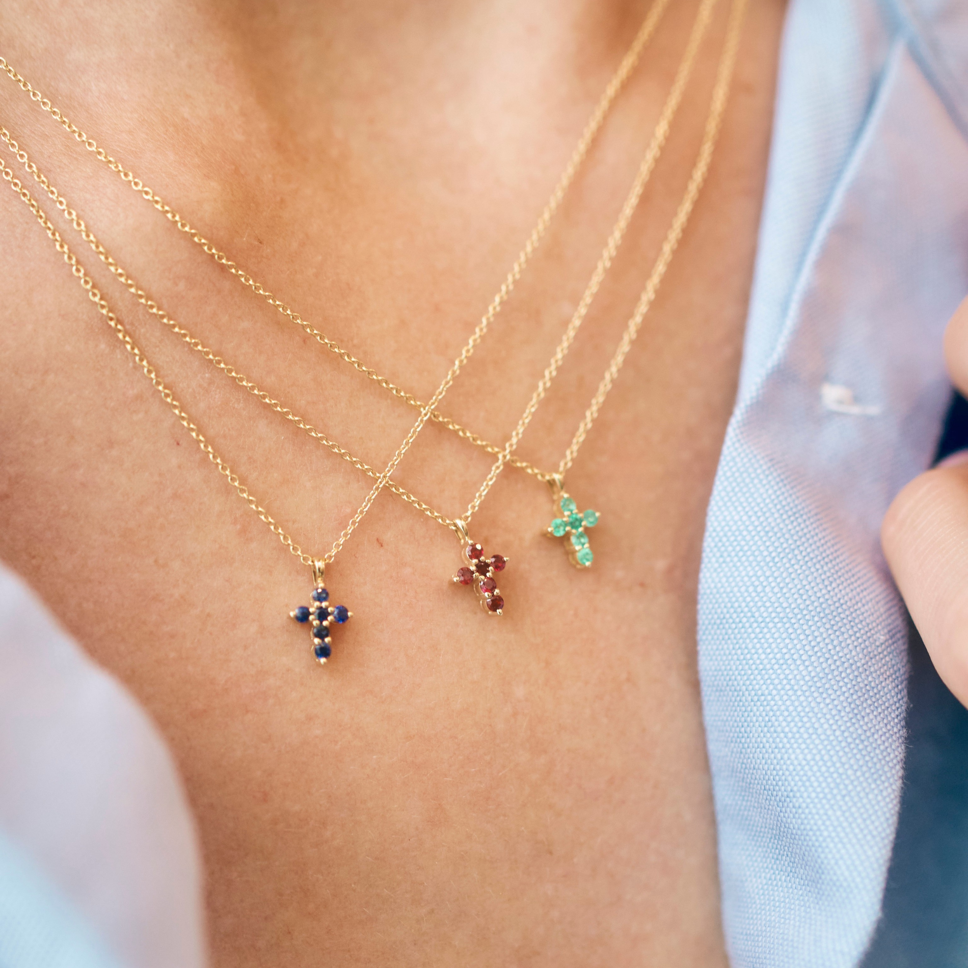 Gemstone Mini Cross Necklace – Lindsey Leigh Jewelry