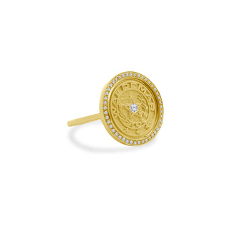 Gold Coin Diamond Halo Ring  Lindsey Leigh Jewelry.
