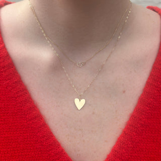 Gold Heart and Mini Paperclip Necklace Lifestyle 2
