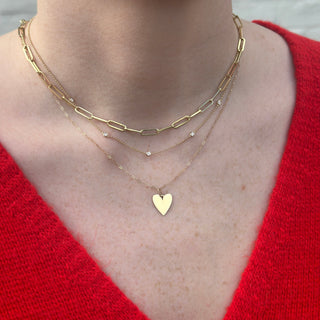 Gold Heart and Mini Paperclip Necklace Lifestyle 3
