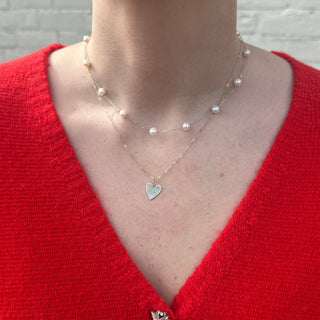 Gold Heart and Mini Paperclip Necklace Lifestyle 4
