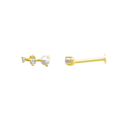 Graduated Pearl and Diamond Flatback Stud