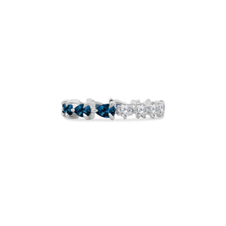 Half Blue Sapphire Chasing Pear And Half Eagle Prong Diamond Band  Lindsey Leigh Jewelry.
