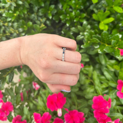 Half Blue Sapphire Chasing Pear And Half Eagle Prong Diamond Band  Lindsey Leigh Jewelry.
