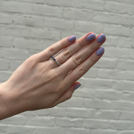 Half Blue Sapphire Chasing Pear And Half Eagle Prong Diamond Band  Lindsey Leigh Jewelry.