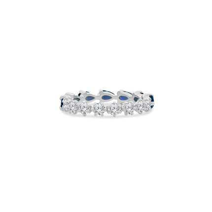 Half Blue Sapphire Chasing Pear And Half Eagle Prong Diamond Band  Lindsey Leigh Jewelry.