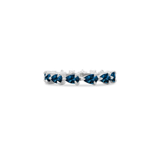 Half Blue Sapphire Chasing Pear And Half Eagle Prong Diamond Band  Lindsey Leigh Jewelry.
