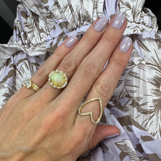 Petite Cabochon Opal & Diamond Halo Ring  Lindsey Leigh Jewelry.
