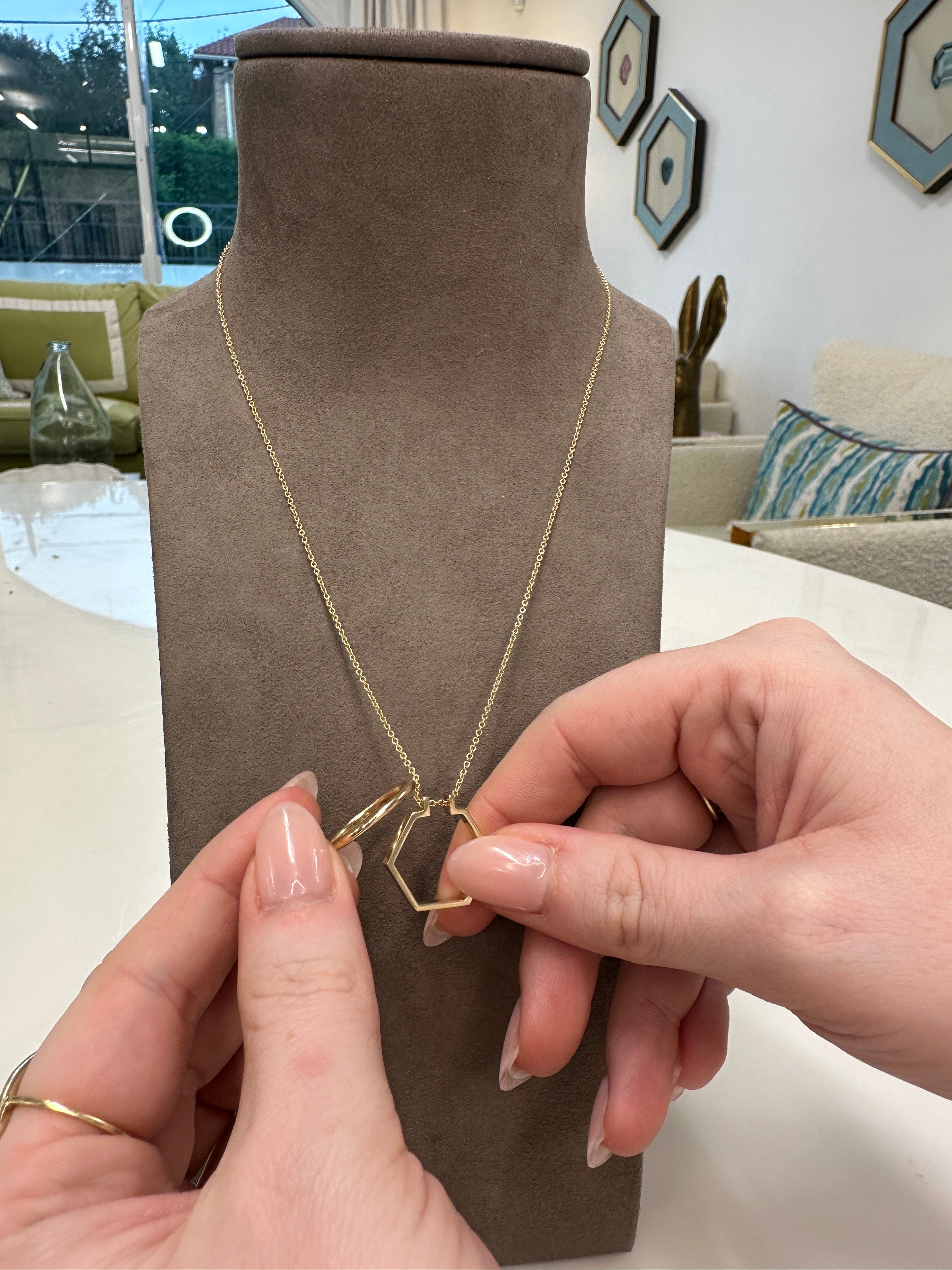 Hexagon Ring Holder Necklace Lindsey Leigh Jewelry
