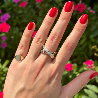 Diamond and Gemstone Cross Over Inlay Ring  Lindsey Leigh Jewelry.
