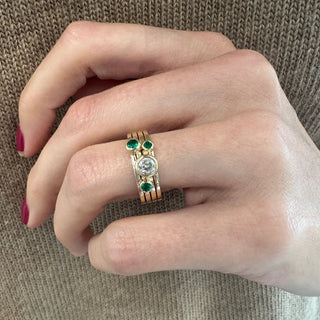 Bezel Set Diamond & Gemstone Four Row Band  Lindsey Leigh Jewelry.

