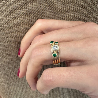 Bezel Set Diamond & Gemstone Four Row Band  Lindsey Leigh Jewelry.

