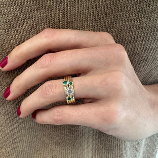 Bezel Set Diamond & Gemstone Four Row Band  Lindsey Leigh Jewelry.
