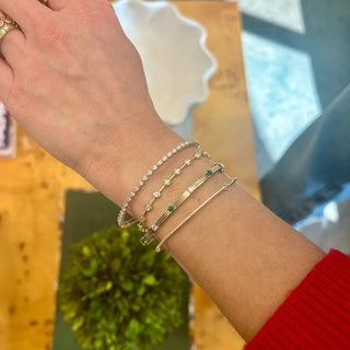 Triple Row Diamond & Gemstone Station Bangle  Lindsey Leigh Jewelry.
