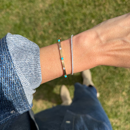 Triple Row Diamond & Gemstone Station Bangle  Lindsey Leigh Jewelry.