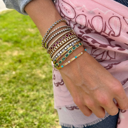 Triple Row Diamond & Gemstone Station Bangle  Lindsey Leigh Jewelry.