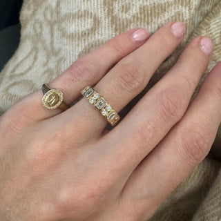 Alternating Emerald Cut & Double Diamond Bezel Band  Lindsey Leigh Jewelry.
