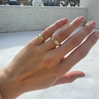 Alternating Emerald Cut & Double Diamond Bezel Band  Lindsey Leigh Jewelry.

