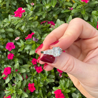 Emerald Cut With Radiant and Tapered Baguette Side Stones  Lindsey Leigh Jewelry.
