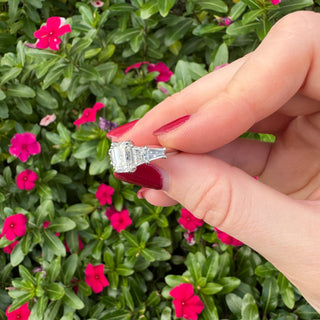 Emerald Cut With Radiant and Tapered Baguette Side Stones  Lindsey Leigh Jewelry.
