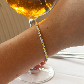 Yellow and White Diamond Lab Grown Tennis Bracelet
