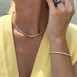 Yellow and White Diamond Lab Grown Tennis Bracelet
